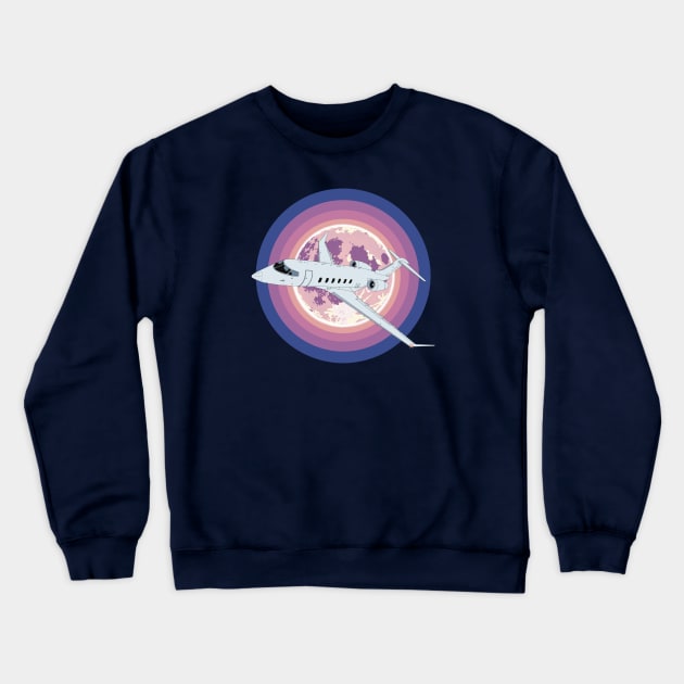 Bombardier Challenger 350 Jet Purple Moon Aviation Design Crewneck Sweatshirt by Kassi Skye